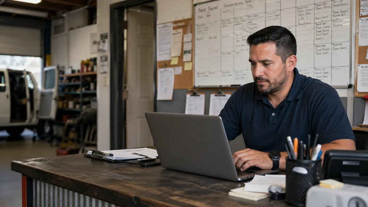 Owner working from a small business office